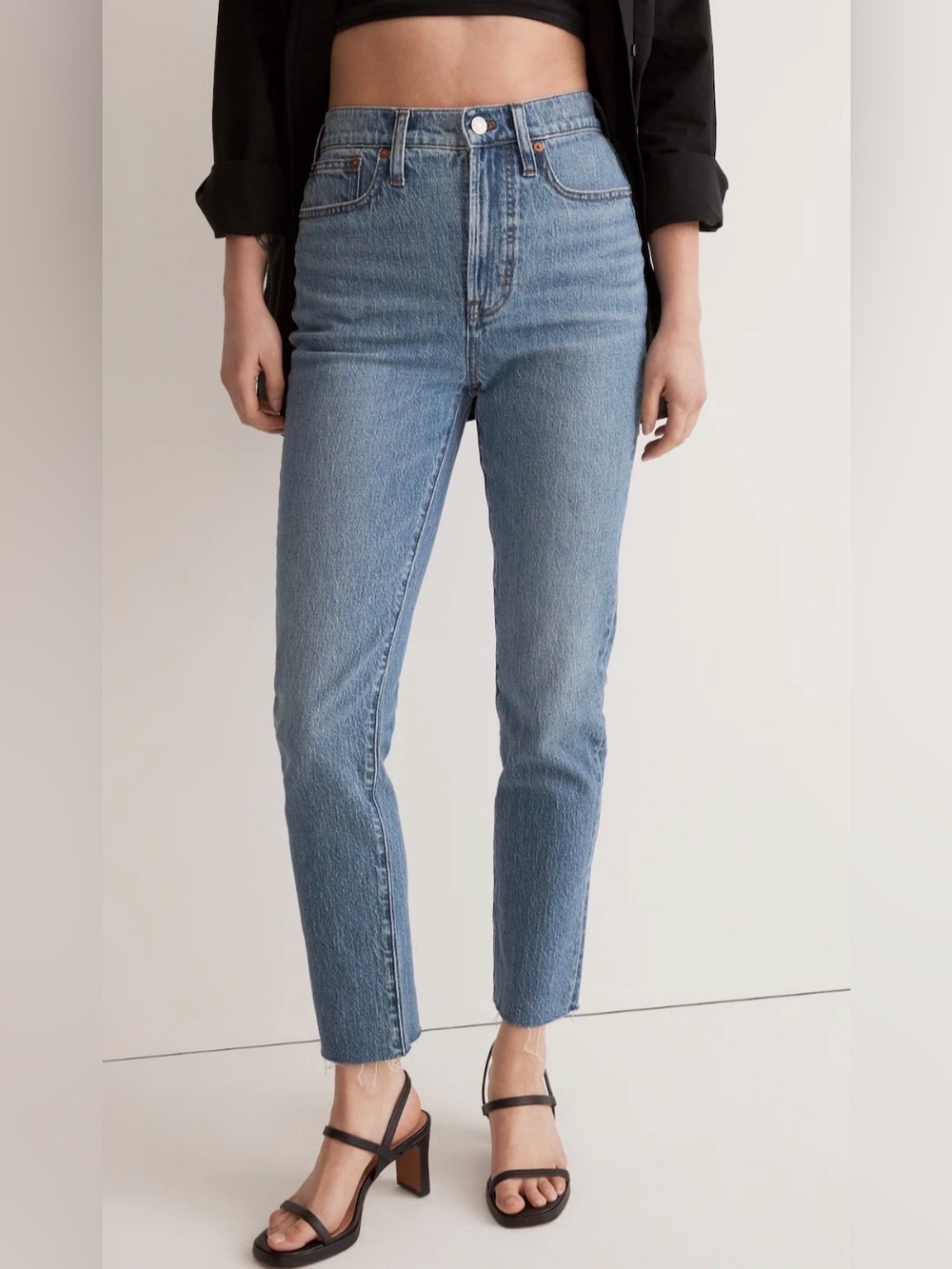 Madewell The Perfect Vintage Mom 90s Jean Raw Hem High Rise Waist Medium Wash 26